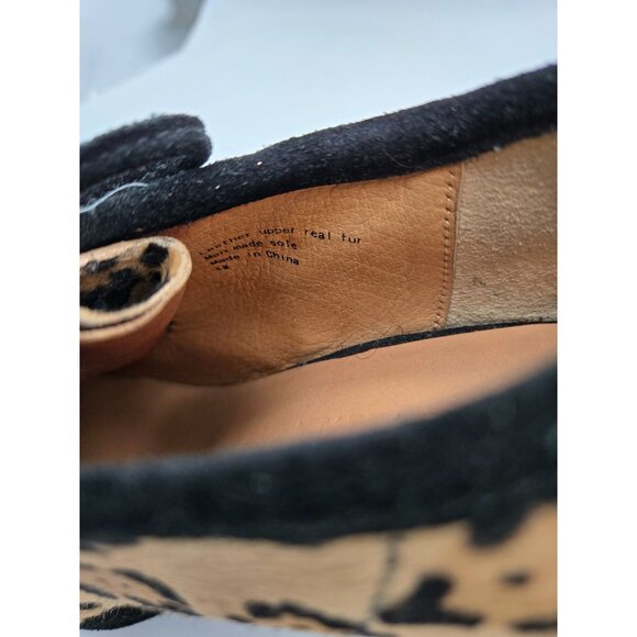 L.A.M.B. Pony Hair Leopard Print Lace Wedge Bootie Heels - Picture 2 of 8